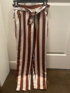 eva mendes for New York & Company Brown and White Striped Cropped Pants